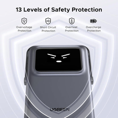 Draadloze Externe Batterij UGREEN PB572 Uno, 10000mAh, 20W, PD + FQI, 1 x QI - 1 x USB-C, Grijs