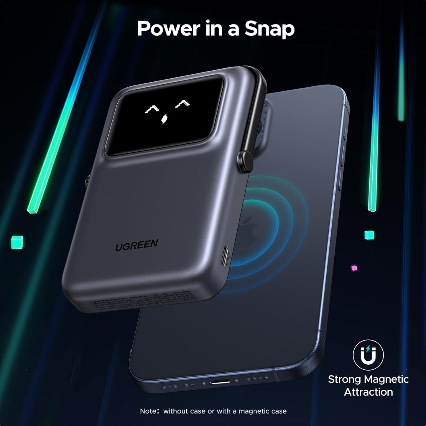 Draadloze Externe Batterij UGREEN PB572 Uno, 10000mAh, 20W, PD + FQI, 1 x QI - 1 x USB-C, Grijs