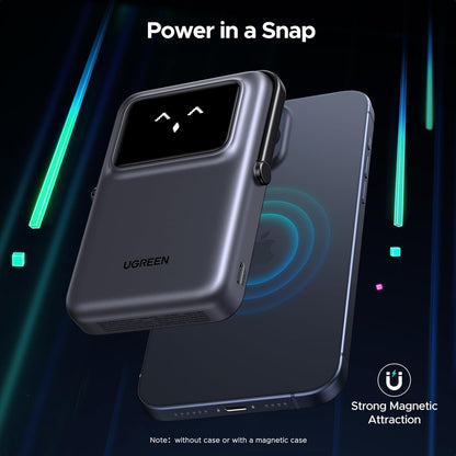 Draadloze Externe Batterij UGREEN PB572 Uno, 10000mAh, 20W, PD + FQI, 1 x QI - 1 x USB-C, Grijs