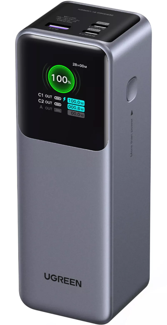 Externe batterij UGREEN PB722, 25000mAh, 200W, QC + PD, 1 x USB-A - 2 x USB-C, Grijs, Herverpakt