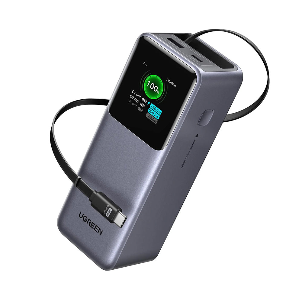 UGREEN PB726 Externe Batterij (55987B), 20000mAh, 165W, QC + PD, 1 x USB-A - 2 x USB-C, Grijs