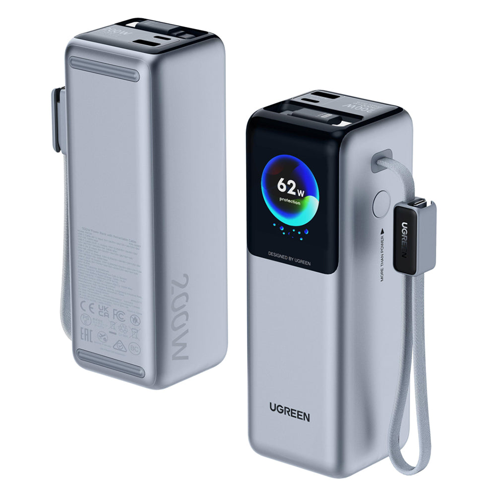 Externe batterij UGREEN PB728 (75702B), 25000mAh, 200W, QC + PD, 1 x USB-A - 3 x USB-C, Grijs