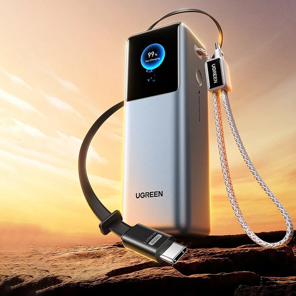 Externe batterij UGREEN PB728 (75702B), 25000mAh, 200W, QC + PD, 1 x USB-A - 3 x USB-C, Grijs