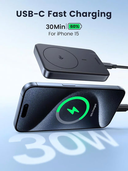 Externe Batterij UGREEN PB761, 10000mAh, 30W, PD + FQI, 1 x QI - 1 x USB-C, Gri