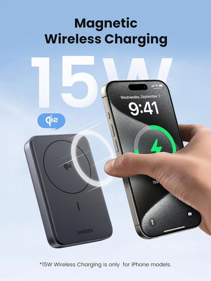 Externe Batterij UGREEN PB761, 10000mAh, 30W, PD + FQI, 1 x QI - 1 x USB-C, Gri