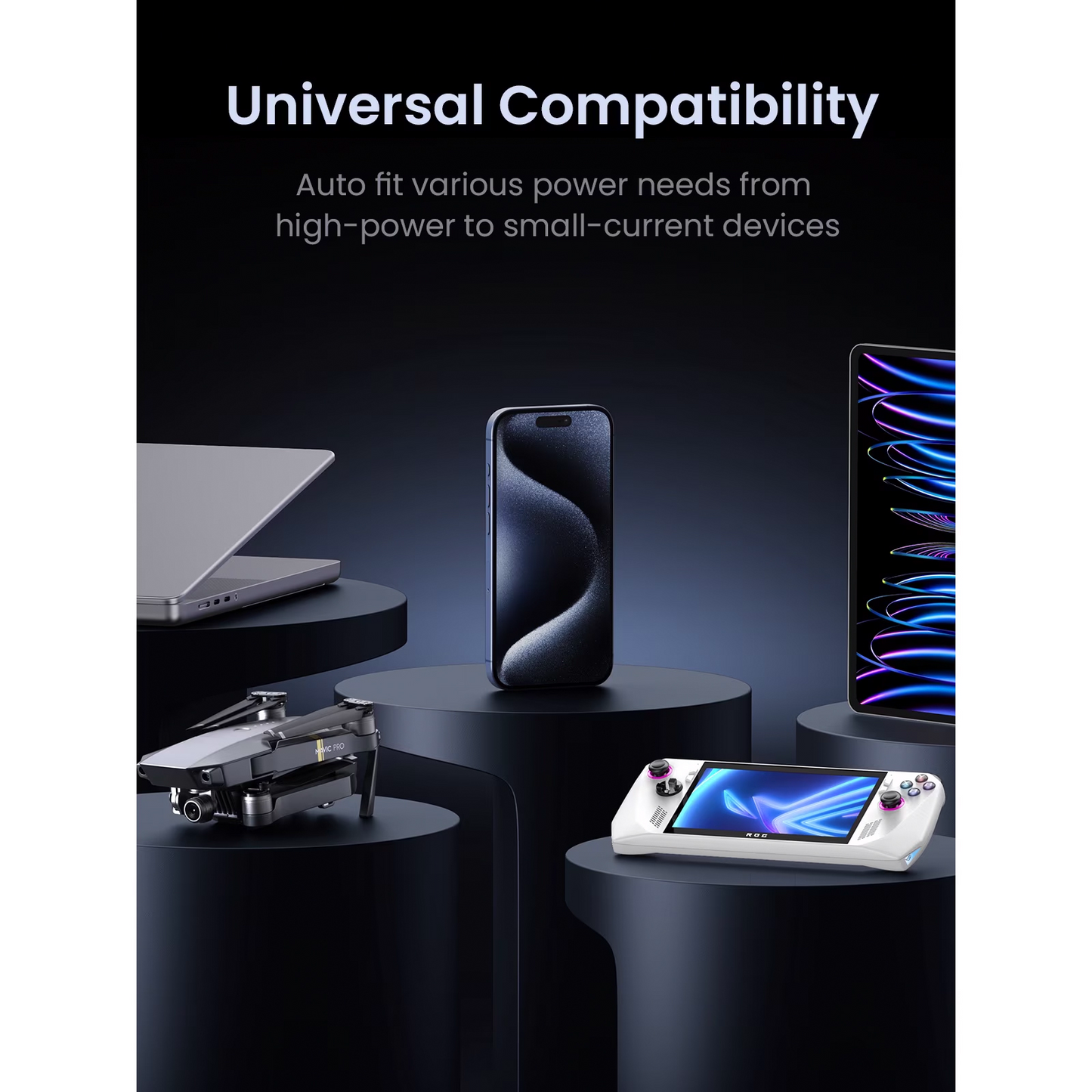 Externe batterij UGREEN PB770, 48000mAh, 300W, QC + PD, 2 x USB-A - 3 x USB-C, Grijs, Herverpakt
