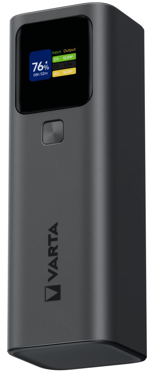 Externe Batterij Varta High Speed, 27000mAh, 140W, QC + PD, 1 x USB-A - 2 x USB-C, Zwart
