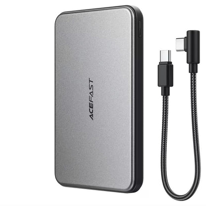 Draadloze Externe Batterij Acefast M30, 5000mAh, 20W, PD + FQI, 1 x QI - 2 x USB-C, Zwart