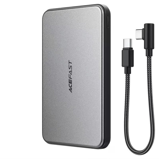 Draadloze Externe Batterij Acefast M30, 5000mAh, 20W, PD + FQI, 1 x QI - 2 x USB-C, Zwart