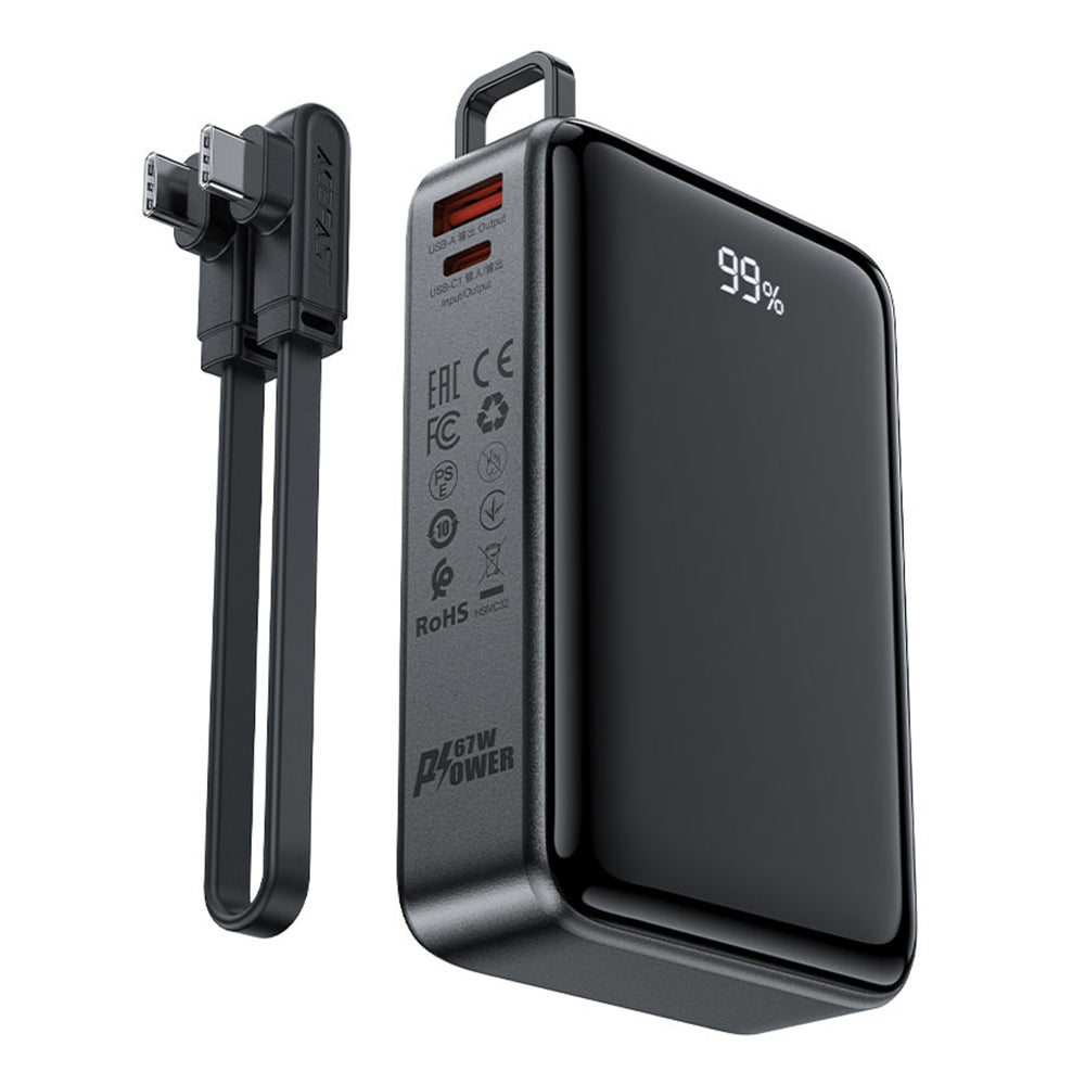 Externe Batterij Acefast M4, 20000mAh, 67W, PD, 1 x USB-A - 2 x USB-C, Zwart