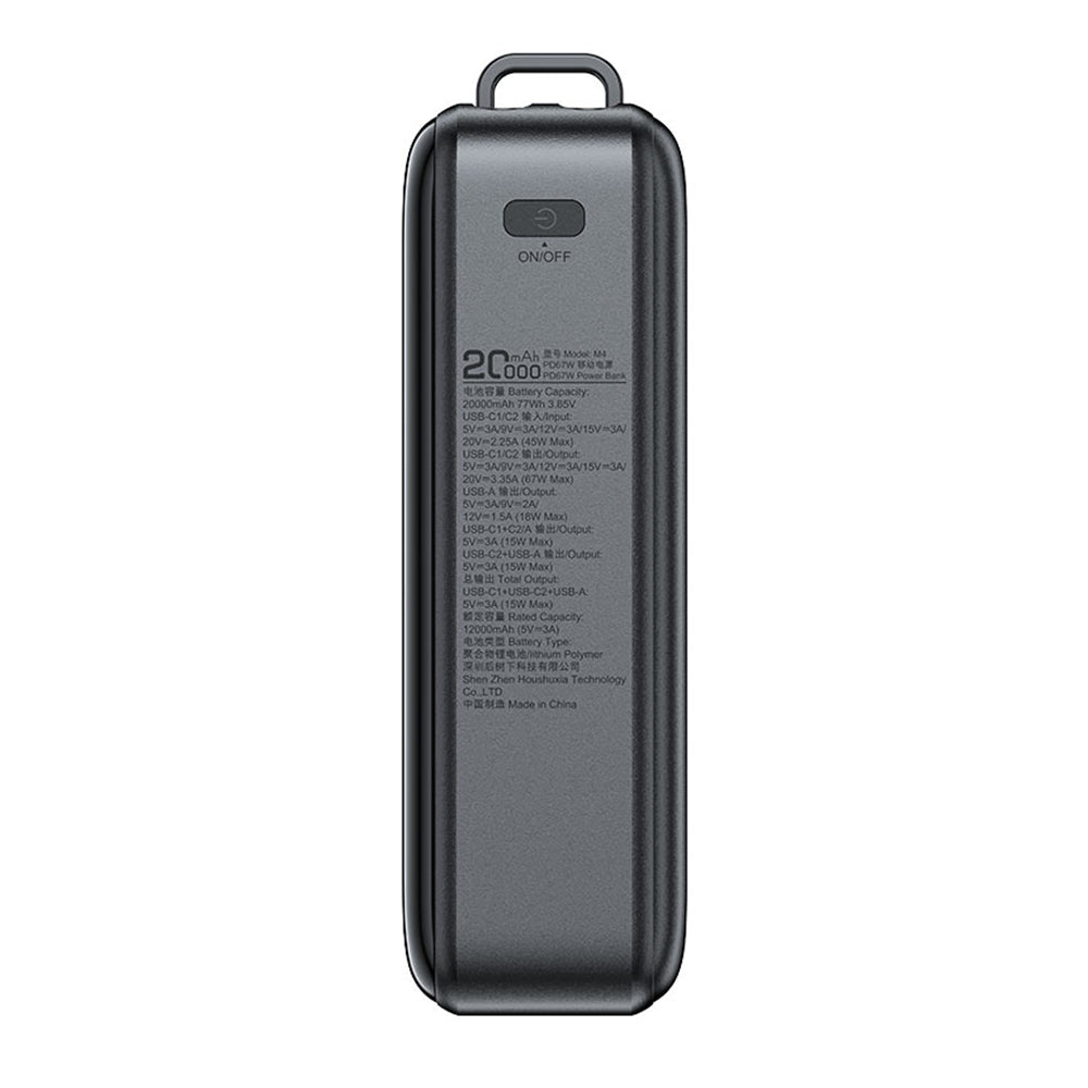 Externe Batterij Acefast M4, 20000mAh, 67W, PD, 1 x USB-A - 2 x USB-C, Zwart