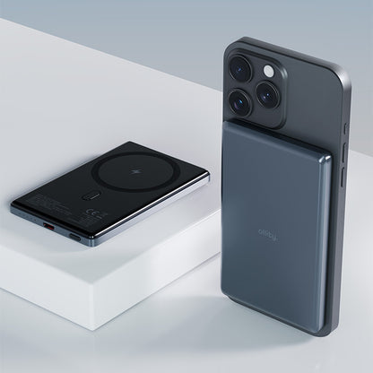 Draadloze Externe Batterij Allity. APB-300, 5000mAh, 20W, PD + FQI, 1 x QI - 1 x USB-C, Gri