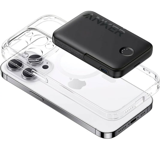Draadloze externe batterij Anker 322 MagGo, 5000mAh, 12W, 1 x QI - 1 x USB-C, Zwart A1618G11