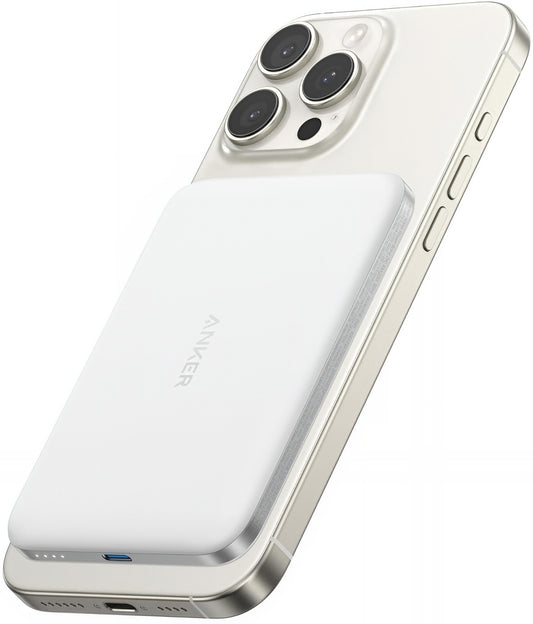 Externe Draadloze Batterij Anker Nano, 5000mAh, 20W, PD + FQI, 1 x QI - 1 x USB-C, Wit A1665H21