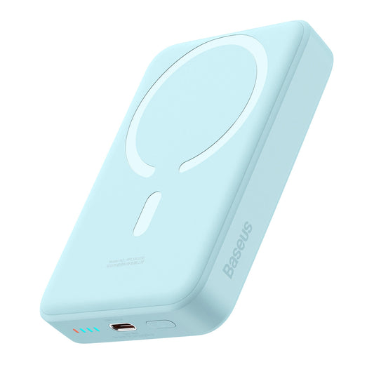 Baseus Magnetic Mini Wireless External Battery, 10000mAh, 30W, PD + FQI, 1 x QI - 1 x USB-C, Blue PPCX110203