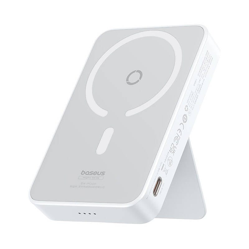 Externe Draadloze Batterij Baseus MagPro PPCXZ05, 5000mAh, 20W, PD + FQI, 1 x QI - 1 x USB-C, Wit P10064101223-00