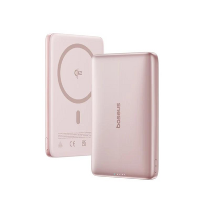 Baseus PicoGo AM41 Wireless External Battery, 10000mAh, 27W, PD + FQI, 1 x QI - 1 x USB-C, Pink E0027202