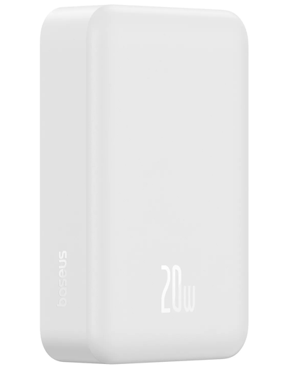 Draadloze Externe Batterij Baseus EnerFill FM41 Mini, 20000mAh, 20W, PD + FQI, 1 x QI - 1 x USB-C, Wit E0027U01
