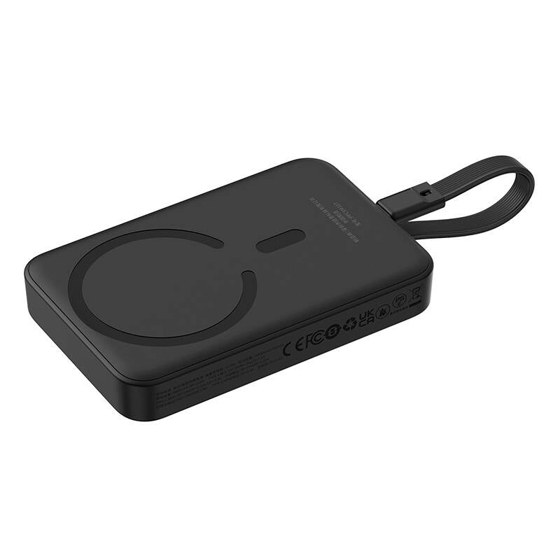 Externe Draadloze Batterij Baseus Magnetic Mini, 10000mAh, 30W, PD + FQI, 1 x QI - 2 x USB-C, Zwart P1002210B113-00