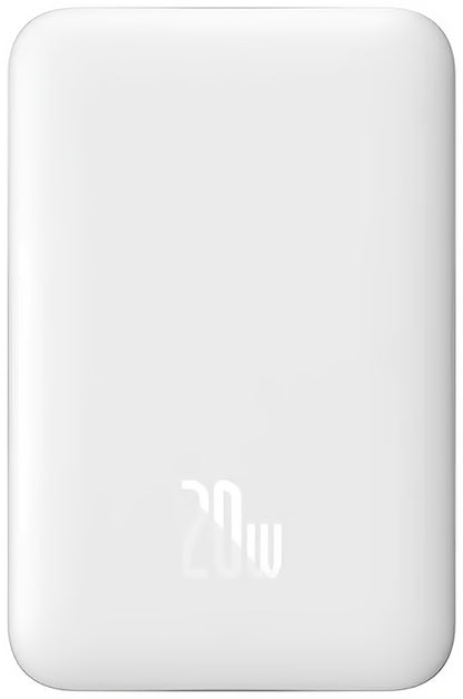 Draadloze Externe Batterij Baseus Magnetic Mini, 10000mAh, 20W, PD + FQI, 1 x QI - 1 x USB-C, Wit PPCX07002