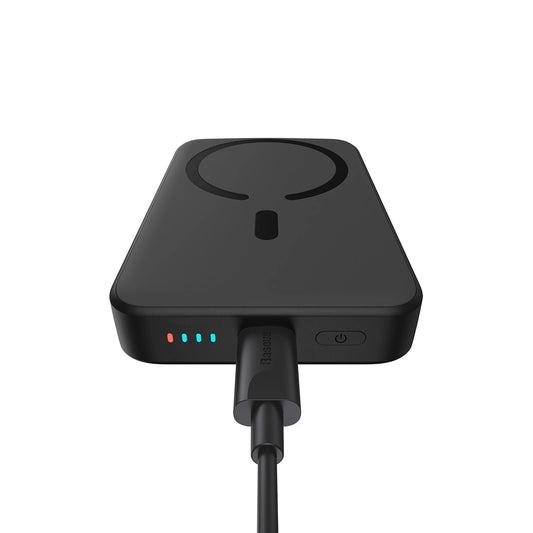 Draadloze Externe Batterij Baseus Magnetic Mini, 10000mAh, 20W, PD + FQI, 1 x QI - 1 x USB-C, Zwart PPCX070001