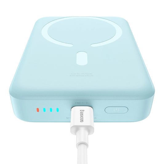 Baseus Magnetic Mini Wireless External Battery, 10000mAh, 30W, PD + FQI, 1 x QI - 1 x USB-C, Blue PPCX110203