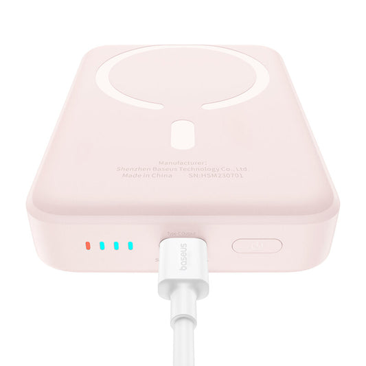 Baseus Magnetic Mini Wireless External Battery, 10000mAh, 20W, PD + FQI, 1 x QI - 1 x USB-C, Pink P10059001413-00