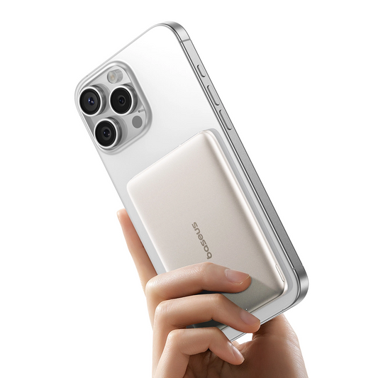 Draadloze Externe Batterij Baseus PicoGo AM41, 5000mAh, 20W, PD + FQI, 1 x QI - 1 x USB-C, Beige