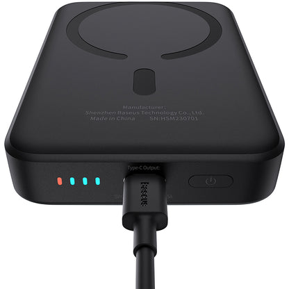 Externe Draadloze Batterij Baseus Magnetic Mini, 10000mAh, 20W, PD + FQI, 1 x QI - 1 x USB-C, Zwart P10059001113-00