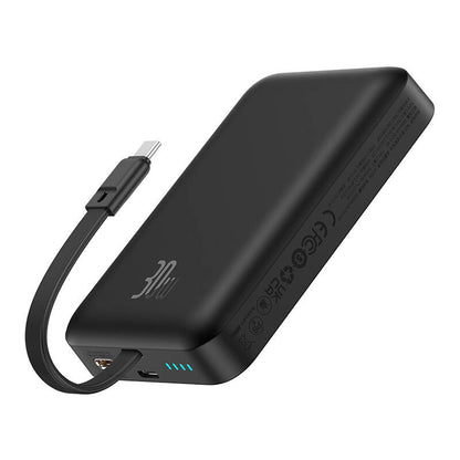 Externe Draadloze Batterij Baseus Magnetic Mini, 10000mAh, 30W, PD + FQI, 1 x QI - 2 x USB-C, Zwart P1002210B113-00