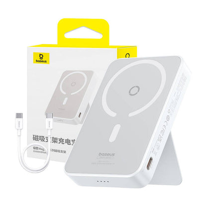 Externe Draadloze Batterij Baseus MagPro PPCXZ05, 5000mAh, 20W, PD + FQI, 1 x QI - 1 x USB-C, Wit P10064101223-00