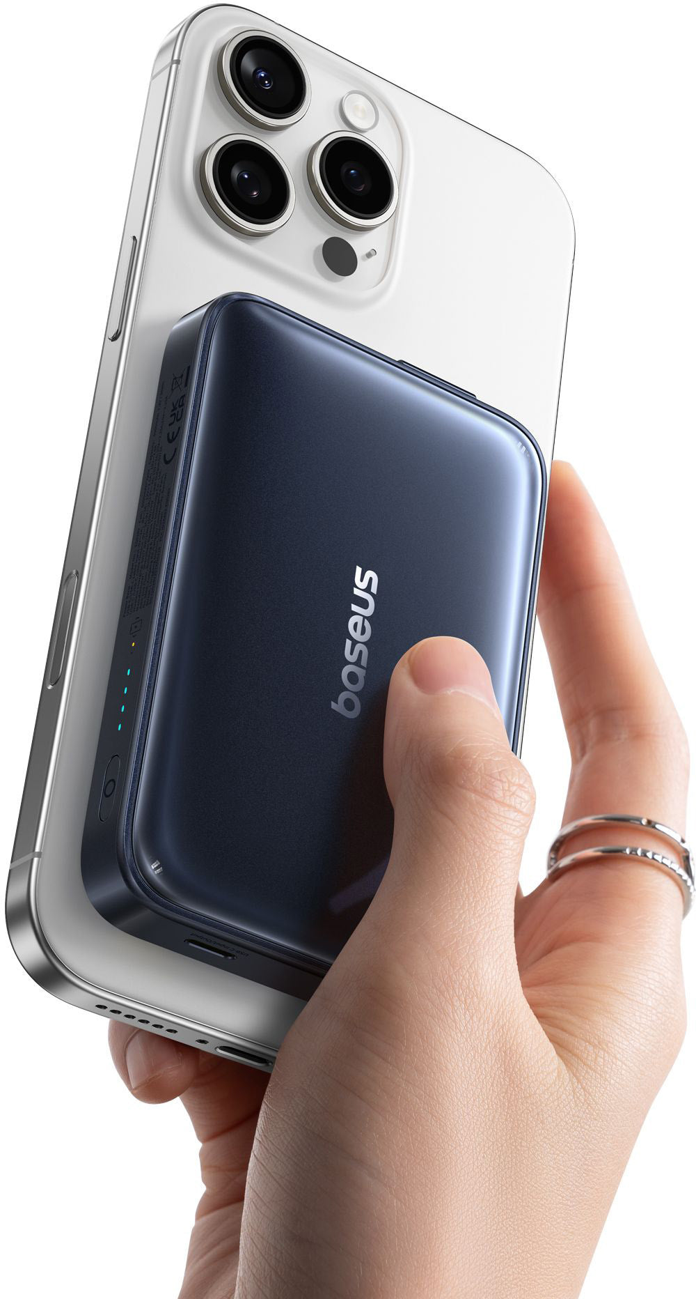 Draadloze Externe Batterij Baseus PicoGo AM61, 10000mAh, 45W, PD + FQI, 1 x QI - 2 x USB-C, Zwart E0028V00