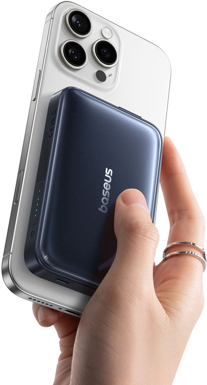 Draadloze Externe Batterij Baseus PicoGo AM61, 10000mAh, 45W, PD + FQI, 1 x QI - 2 x USB-C, Zwart E0028V00