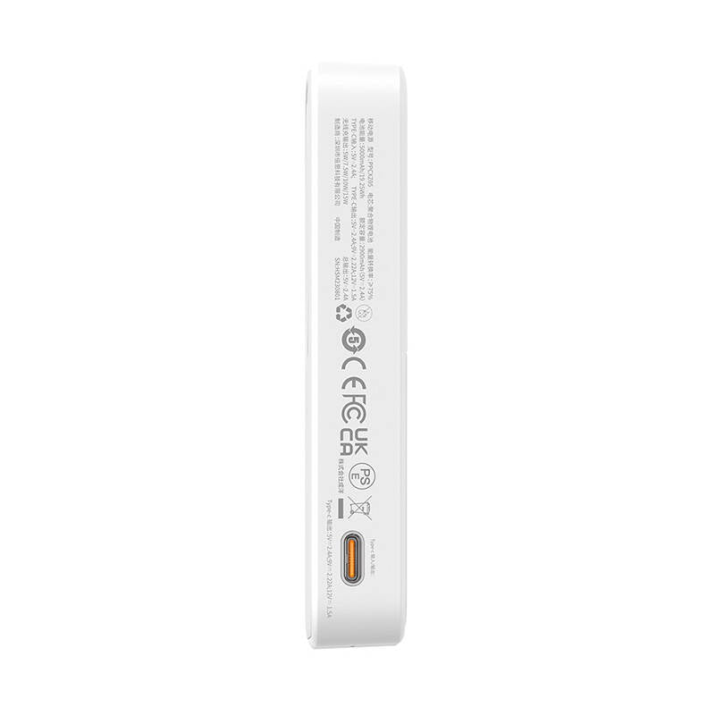 Externe Draadloze Batterij Baseus MagPro PPCXZ05, 5000mAh, 20W, PD + FQI, 1 x QI - 1 x USB-C, Wit P10064101223-00
