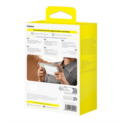 Draadloze Externe Batterij Baseus EnerFill FM11 Ultra-Mini, 10000mAh, 22.5W, PD + FQI, 1 x QI - 1 x USB-C, Wit P1008210E213-00