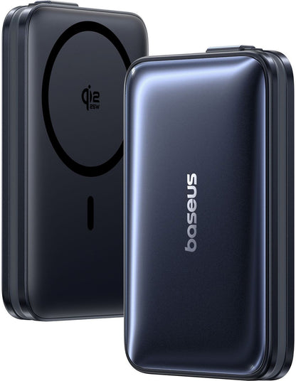 Draadloze Externe Batterij Baseus PicoGo AM61, 10000mAh, 45W, PD + FQI, 1 x QI - 2 x USB-C, Zwart E0028V00