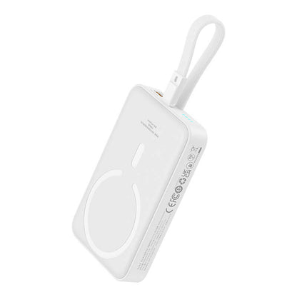 Draadloze Externe Batterij Baseus Magnetic Mini, 10000mAh, 20W, PD + FQI, 1 x Lightning - 1 x QI - 1 x USB-C, Wit P10022109223-00