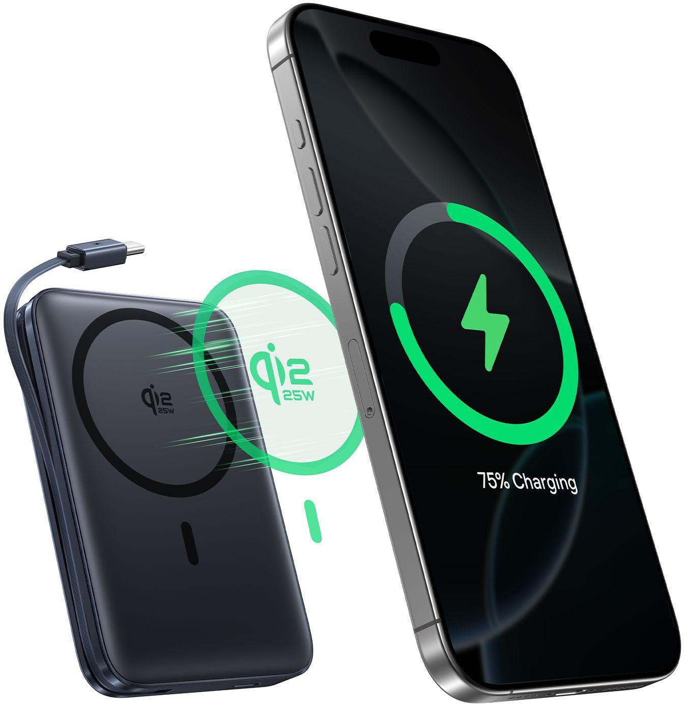 Draadloze Externe Batterij Baseus PicoGo AM61, 10000mAh, 45W, PD + FQI, 1 x QI - 2 x USB-C, Zwart E0028V00