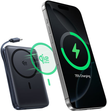 Draadloze Externe Batterij Baseus PicoGo AM61, 10000mAh, 45W, PD + FQI, 1 x QI - 2 x USB-C, Zwart E0028V00