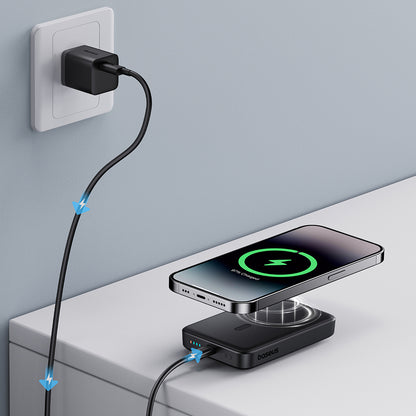 Externe Draadloze Batterij Baseus Magnetic Mini, 10000mAh, 20W, PD + FQI, 1 x QI - 1 x USB-C, Zwart P10059001113-00