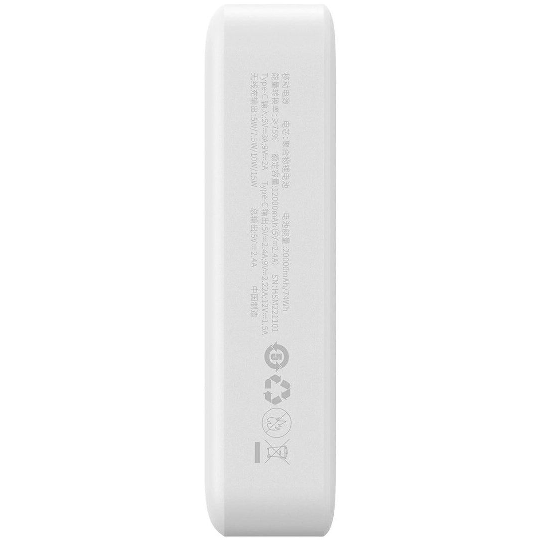 Baseus Magnetic Mini Wireless External Battery, 20000mAh, 20W, PD + FQI, 1 x QI - 1 x USB-C, White PPCX150002