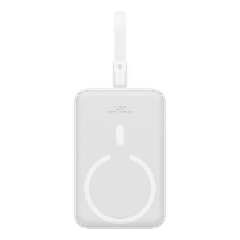 Draadloze Externe Batterij Baseus Magnetic Mini, 10000mAh, 20W, PD + FQI, 1 x Lightning - 1 x QI - 1 x USB-C, Wit P10022109223-00
