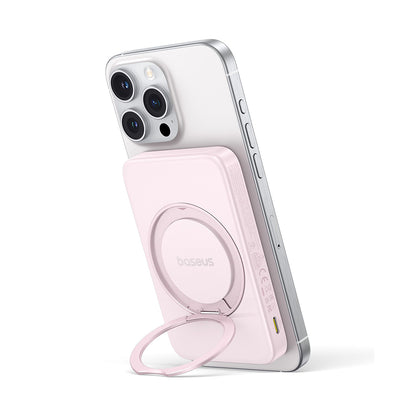 Draadloze Externe Batterij Baseus PicoGo, 5000mAh, 20W, PD + FQI, 1 x QI - 1 x USB-C, Roze P10076800413-00