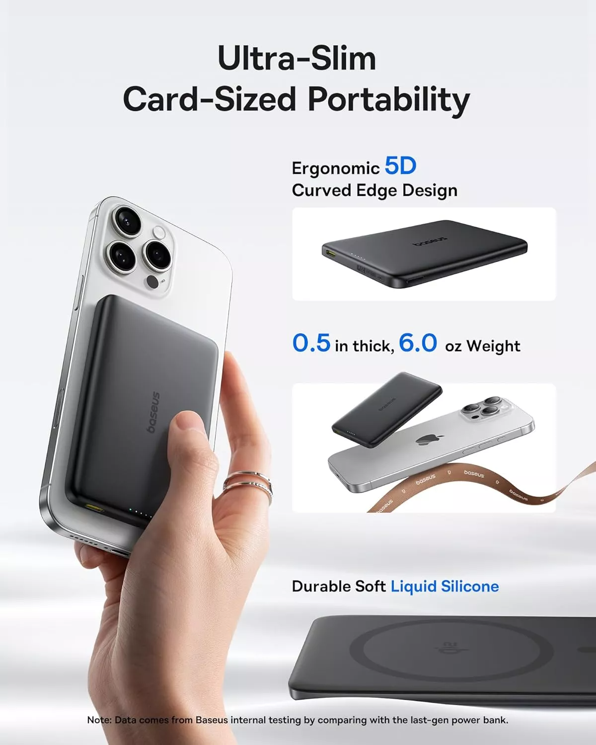Externe Draadloze Batterij Baseus PicoGo AM41, 10000mAh, 27W, PD + FQI, 1 x QI - 1 x USB-C, Zwart E0027201