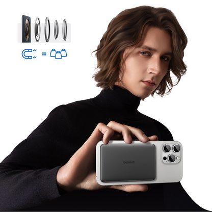 Draadloze Externe Batterij Baseus PicoGo AM41, 5000mAh, 20W, PD + FQI, 1 x QI - 1 x USB-C, Zwart
