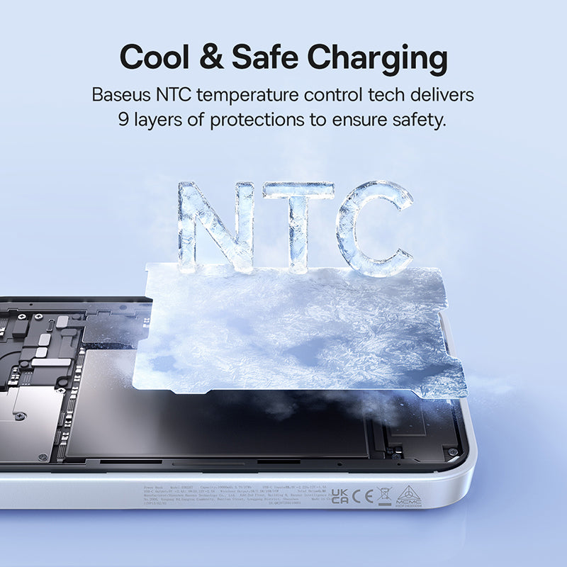 Draadloze Externe Batterij Baseus EnerFill FM11, 10000mAh, 30W, PD + FQI, 1 x QI - 1 x USB-C, Wit