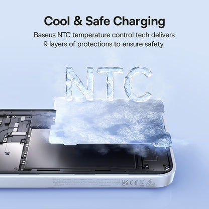 Draadloze Externe Batterij Baseus EnerFill FM11, 10000mAh, 30W, PD + FQI, 1 x QI - 1 x USB-C, Wit