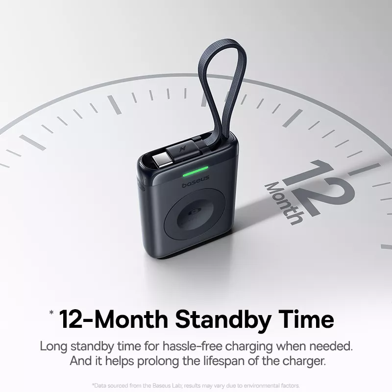 Draadloze Externe Batterij Baseus EnerFill FW11 voor Apple Watch Series, 1640mAh, 5W, 1 x QI, Zwart E0205301
