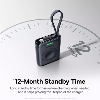 Draadloze Externe Batterij Baseus EnerFill FW11 voor Apple Watch Series, 1640mAh, 5W, 1 x QI, Zwart E0205301