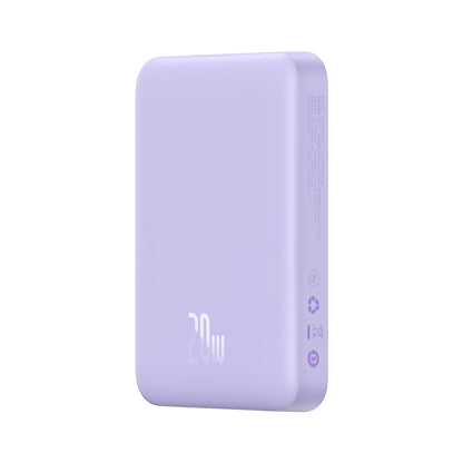 Draadloze Externe Batterij Baseus Magnetic Mini, 10000mAh, 20W, PD + FQI, 1 x QI - 1 x USB-C, Paars PPCX110105